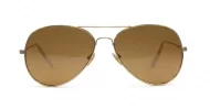 Classic aviator UV400 sunglasses with gold frames and dark brown tinted real glass lenses