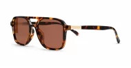 Classic squared aviator sunglasses with gold-tipped temples