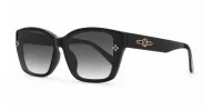 Women's rectangular sunglasses with gold frame detailing