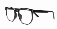 Shiny black TR90 blue block glasses with silver pin temple detailing