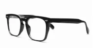 Chunky shiny black square computer glasses with silver temple detailing