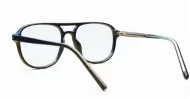 Black aviator computer glasses with gold bridge and temple detailing