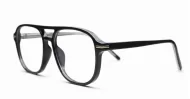 Black aviator computer glasses with gold bridge and temple detailing