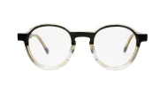 Round clear to black fade computer glasses with two-tone gradient finish