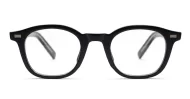 Small round black blue block glasses with vintage-style frame and wire-core temples
