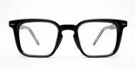Chunky square black anti blue light glasses with wire-core temples and steel hinges