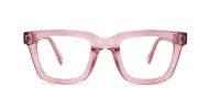 Small rectangular pink fade anti blue light glasses with translucent finish