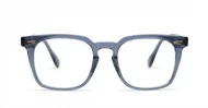 Crystal blue chunky square anti blue light glasses with silver temple detailing