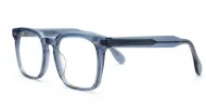 Crystal blue chunky square anti blue light glasses with silver temple detailing