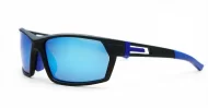 Knox Blue men's sports sunglasses with blue mirror lenses and matte black frames