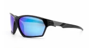  iPOP Bullet angular wrap polarised sunnies in matte black with blue mirror lenses