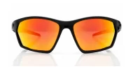  iPOP Bullet angular wrap polarised sunnies in matte black with blue mirror lenses
