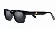 The Amos small retro rectangular UV400 sunglasses for women with super dark lenses and gold arm detailing
