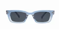 The Amos small retro rectangular UV400 sunglasses for women with super dark lenses and gold arm detailing