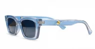 The Amos small retro rectangular UV400 sunglasses for women with super dark lenses and gold arm detailing