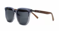 Ari Grey polarised sunglasses with grey frames dark grey lenses and faux wood temples