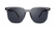 Ari Grey polarised sunglasses with grey frames dark grey lenses and faux wood temples