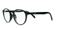Large round anti blue light glasses with silver stud detail and flexible steel hinges