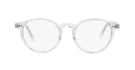 Large round anti blue light glasses with silver stud detail and flexible steel hinges