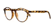 Large round anti blue light glasses with silver stud detail and flexible steel hinges