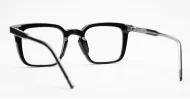 Chunky square black anti blue light glasses with wire-core temples and steel hinges