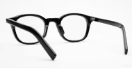 Small round black blue block glasses with vintage-style frame and wire-core temples