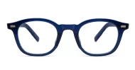 Medium round crystal blue anti blue light glasses with wire-core temples