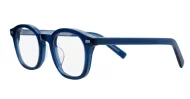 Medium round crystal blue anti blue light glasses with wire-core temples