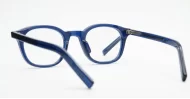 Medium round crystal blue anti blue light glasses with wire-core temples