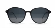 The Disco large round UV400 sunglasses in black with gold detailing and super dark lenses