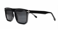 Hemi Black flat top sunglasses with pinstripe inlay dark grey lenses and inner core wire temples