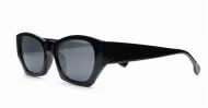 The Matilda retro angular UV400 sunglasses for women in black or blue with super dark lenses