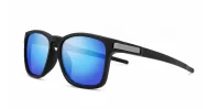 iPOP Nitro matte black square polarised sunnies with red mirror, blue mirror or dark grey lenses