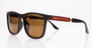 Grit Brown sports wrap polarised sunglasses dark brown red stripe temples