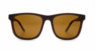 Grit Brown sports wrap polarised sunglasses dark brown red stripe temples