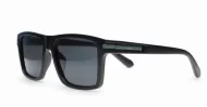 Outlaw matte black polarised sunglasses with superdark lenses grey stripe temples and inner core wire