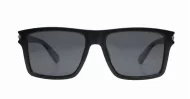 Outlaw matte black polarised sunglasses with superdark lenses grey stripe temples and inner core wire