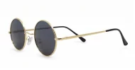 Cosmic Lennon style round polarised sunglasses gold frames small face