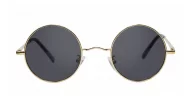 Cosmic Lennon style round polarised sunglasses gold frames small face
