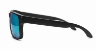 Tama Aqua blue mirror revo polarised sunglasses matte black curved wrap frame