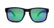 Tama Aqua blue mirror revo polarised sunglasses matte black curved wrap frame