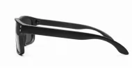 Tama Black curved wrap polarised sunglasses silver detail dark grey lenses