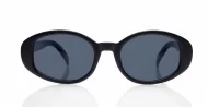 The Freya medium retro oval UV400 sunglasses in translucent or solid colours with super dark lenses