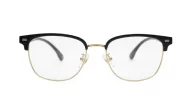 Black TR90 Clubmaster blue light glasses with silver bridge and arm detailing