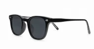 Wilbur Black small round polarised sunglasses silver detailing smoke lenses