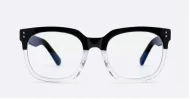 Computer glasses in black and clear gradient or warm tortoise with inner wire temples and steel hinges