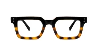 Sleek rectangular blue light glasses with silver detailing and robust steel hinges