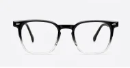 Black to clear fade blue light glasses with wire-core temples and steel hinges