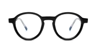 Black round vintage style anti blue light glasses with clean undetailed fram
