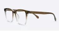 Brown and clear fade blue blocker glasses with silver temple detailing